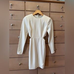 Express Cream Sheath Dress Long Sleeve Crew Neck